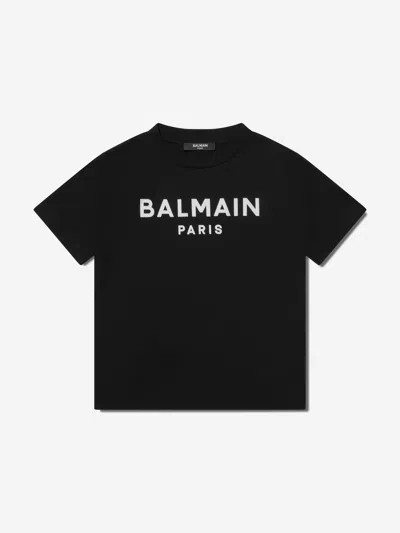 Balmain Kids' Logo Cotton T-shirt In Black