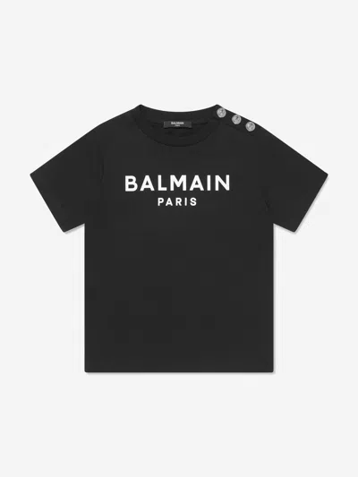 Balmain Kids' Logo-print T-shirt In Black