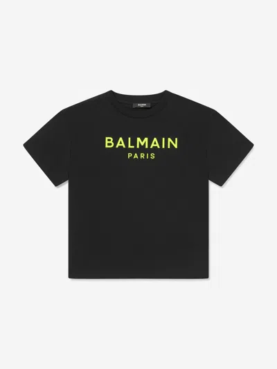 Balmain Kids' Boys Logo T-shirt In Black