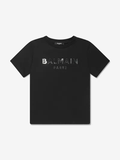 Balmain Kids' Boys Logo T-shirt In Black