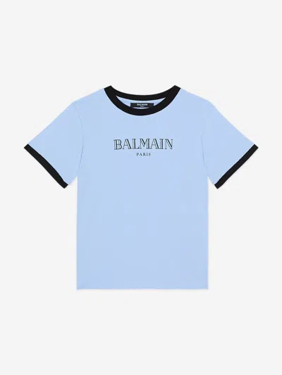 Balmain Babies'  Boys Logo T-shirt In Blue