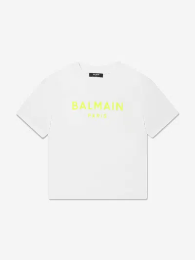 Balmain Kids' Boys Logo T-shirt In White