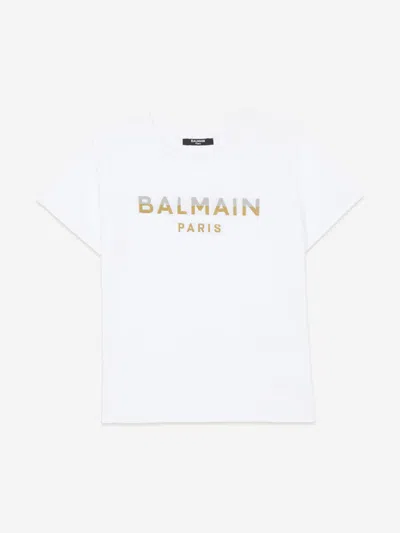 Balmain Kids' Boys Logo T-shirt In White