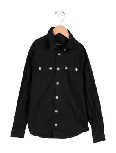 Pre-owned Balmain Kids' Boys' Long Sleeve Button Up Shirt In Black