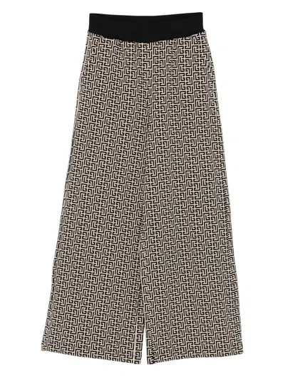 Balmain Boys' Long Trousers With Stylish Waist And All-over Pattern In Neutral