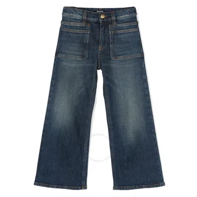 Balmain Boys Mid-rise Straight-leg Jeans In Blue