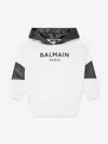 Balmain Boys Paris Logo Hoodie In White