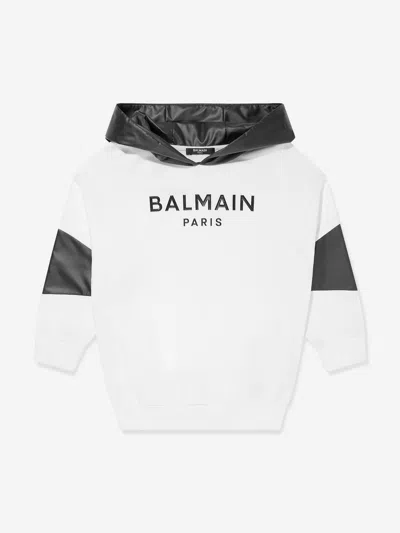 Balmain Kids'  Boys Paris Logo Hoodie In White