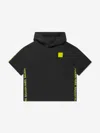 Balmain Boys Short Sleeve Hoodie In Black