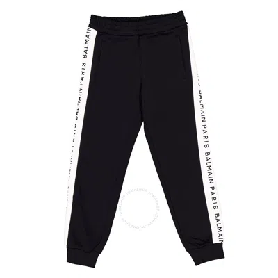 Balmain Boys Side Logo Stripe Track Pants In Black