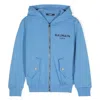BALMAIN BALMAIN BOYS ZIP-UP LOGO COTTON SWEATSHIRT