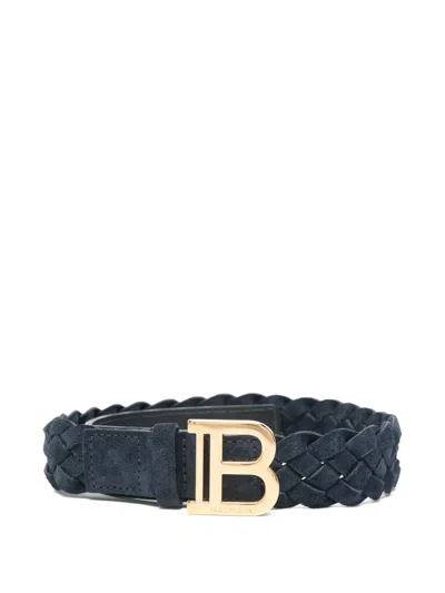 Balmain Kids' Braided Buckle Belt In Blue