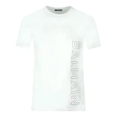 Pre-owned Balmain Brand Embossed Logo White T-shirt