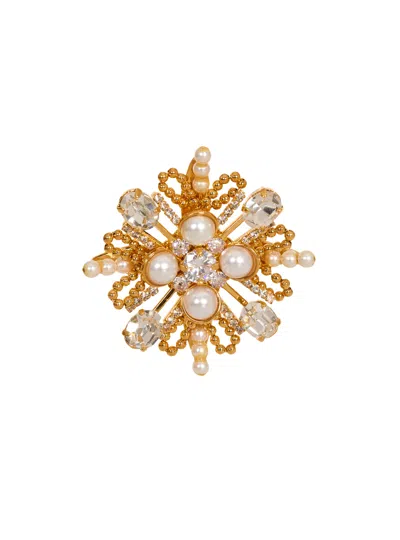 Balmain Brandebourg Bead And Crystal Brooch