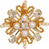 Balmain Brandebourg Bead And Crystal Brooch In Gold