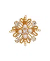 Balmain Brandebourg Bead And Crystal Brooch In Gold