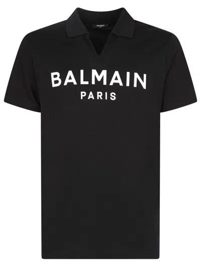 Balmain Branded Polo In Black
