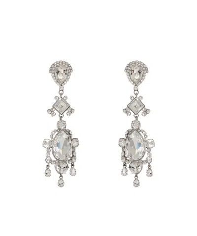 Balmain Brass And Crystal Pendant Earrings In Metallic
