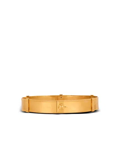 Balmain Brass Belt With Jeans Effect In Gold