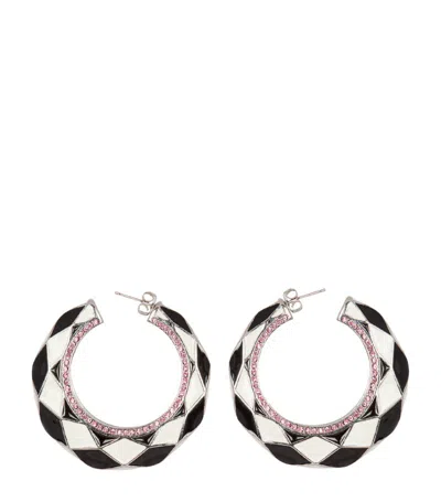 Balmain Brass Diamond Earrings In White