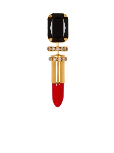 Balmain Brass Lipstick Brooch In Gold