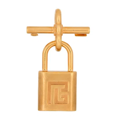 Balmain Brass Pulse Padlock Brooch In Gold