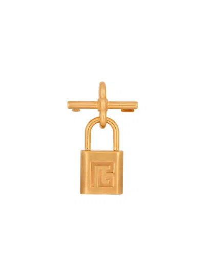 Balmain Brass Pulse Padlock Brooch In Gold