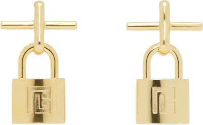 Balmain Brass Pulse Padlock Earrings In Gold