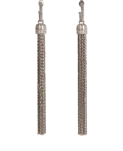 Balmain Brass Tassel Earrings In Silver