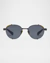 Balmain Brigade-i Round Titanium Sunglasses In Blk Gld