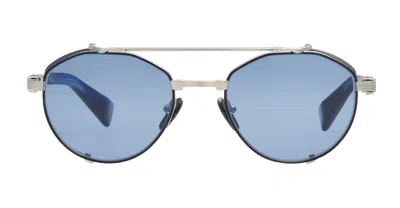 BALMAIN BRIGADE-IV - SILVER / BLU SWIRL SUNGLASSES