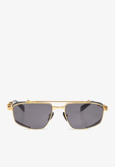 Balmain Brigade V Aviator Sunglasses In Gray
