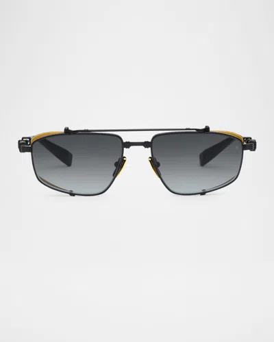 Balmain Brigade-v Aviator Titanium Sunglasses In Gold