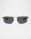 Balmain Brigade-v Aviator Titanium Sunglasses In Gld Blk