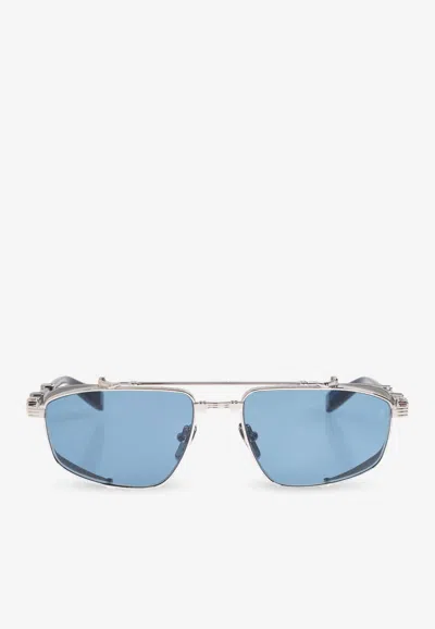 Balmain Brigade V Rectangular Sunglasses In Blue