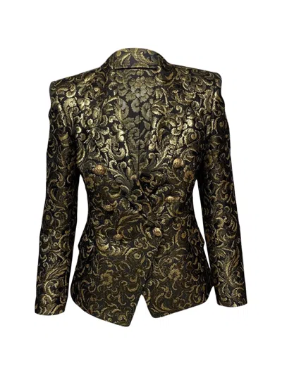 Pre-owned Balmain Brocade Double-breasted Blazer In Black