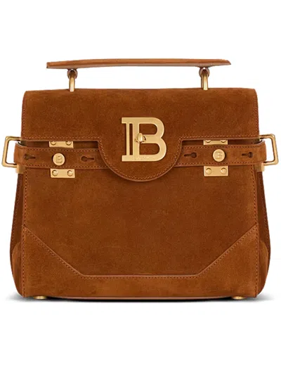 Balmain Brown Calfskin Handbag Handle Bag