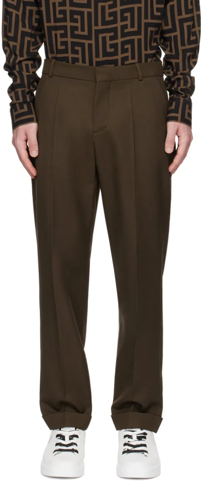 Balmain Brown Four-pocket Trousers In 8an Marron