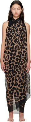 Balmain Brown Leopard Beach Wrap Cover-up Dress In Neutral