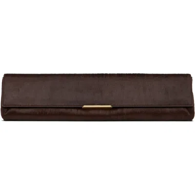 Balmain Brown Long Clutch In 8dj Marron Fonce
