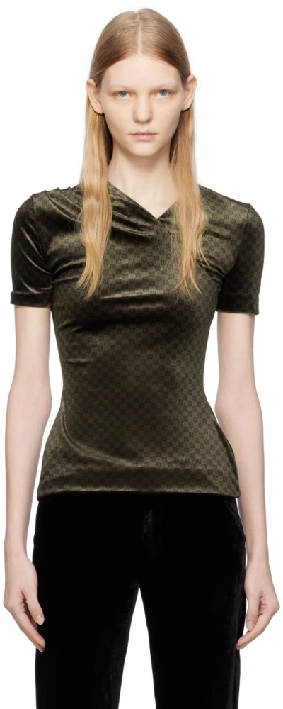 Balmain Brown Mini Monogram T-shirt In Wfp Marron/marron Fo