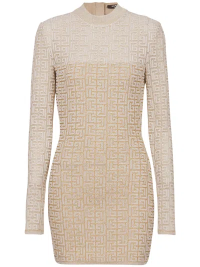 Balmain Brown Pb Labyrinth Dress In Neutral