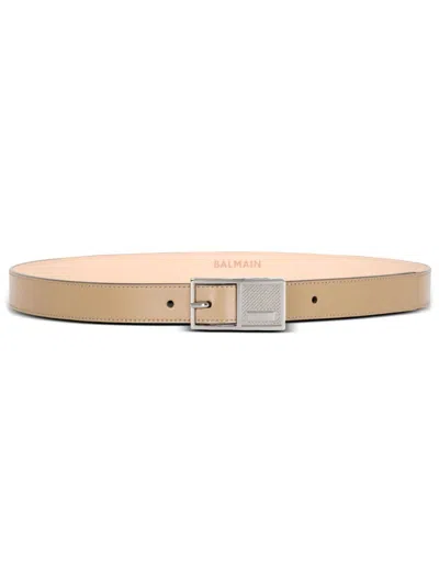 Balmain Brown Thin Signature Leather Belt
