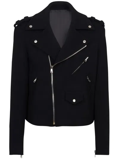 Balmain Wool Felt Biker Jacket In In Black