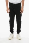 Balmain Brushed Cotton Biker Joggers With Embossed Logo In Black