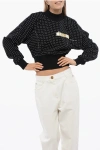 BALMAIN BRUSHED COTTON SWEATSHIRT WITH DOKA POT PATTERN