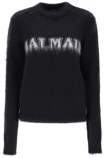 BALMAIN BRUSHED MOHAIR LOGO SWEATER