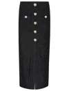 Balmain Buttoned High Waist Skirt With Slit Detail In Black