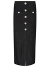 Balmain Btn Bouclette Baroque Long Midi Skirt In Black