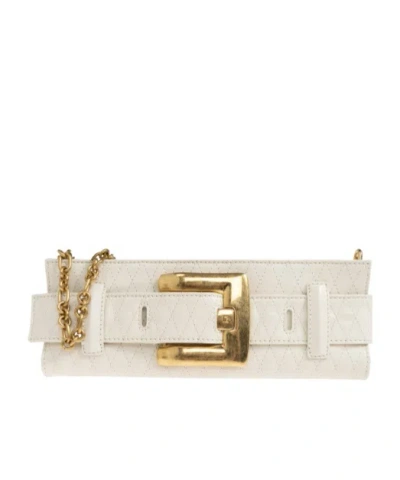 Balmain Buckle Shoulder Bag In White